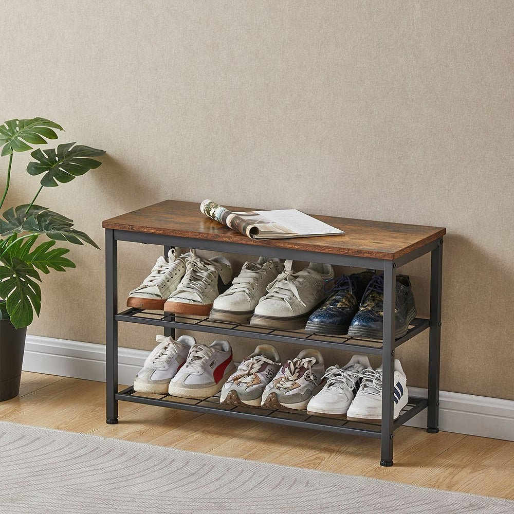 Entryway 3-Tier Shoe Rack Bench Set