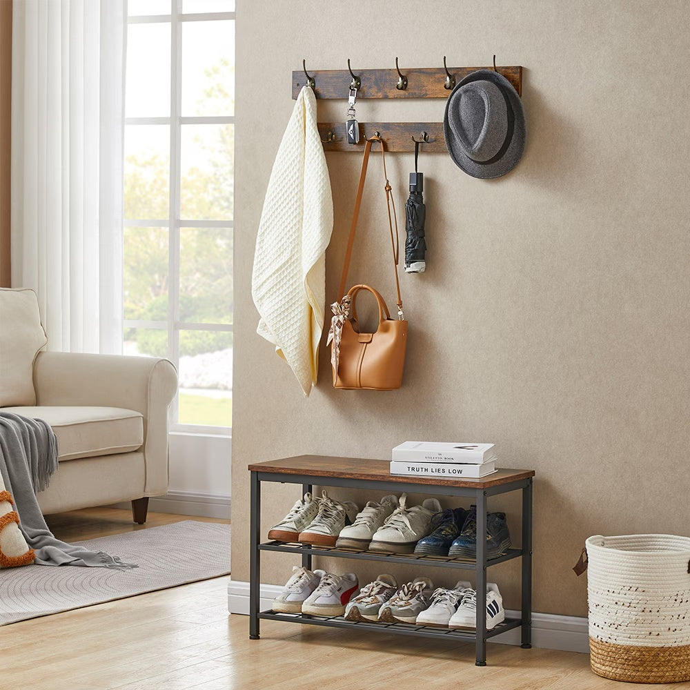 Entryway 3-Tier Shoe Rack Bench Set