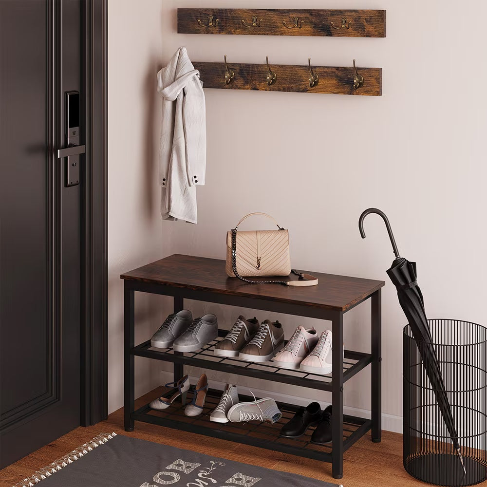 Entryway 3-Tier Shoe Rack Bench Set