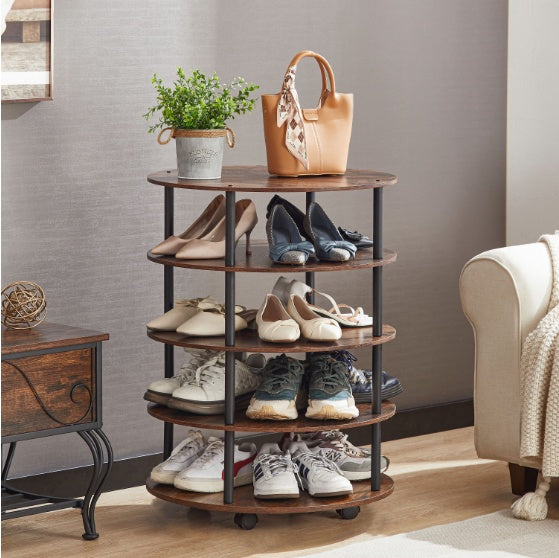 Wooden Swivel Shoe Rack Tower