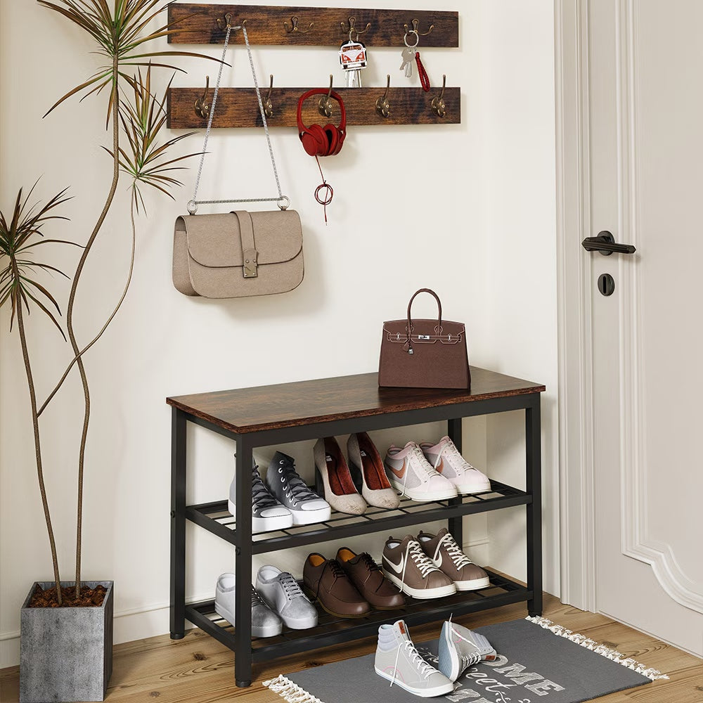 Entryway 3-Tier Shoe Rack Bench Set