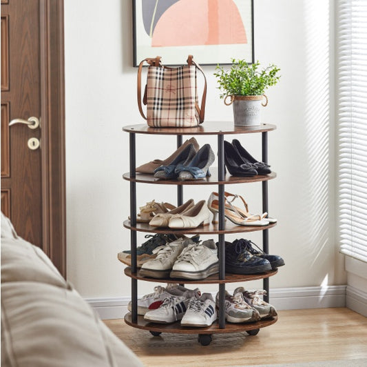 Wooden Swivel Shoe Rack Tower