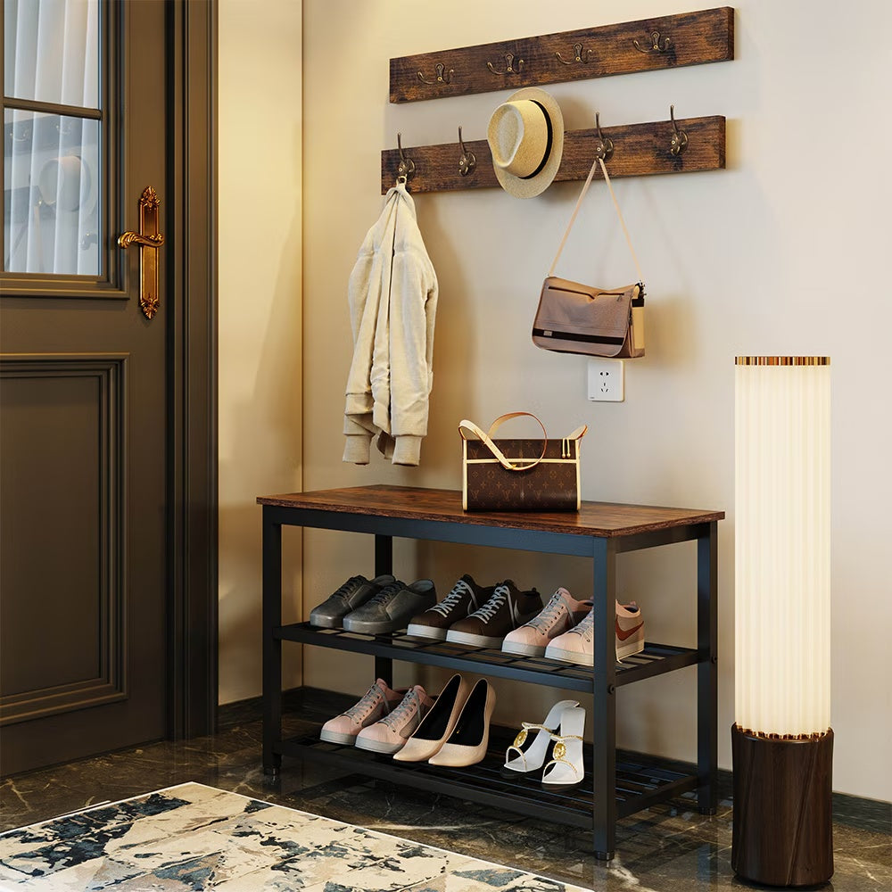 Entryway 3-Tier Shoe Rack Bench Set